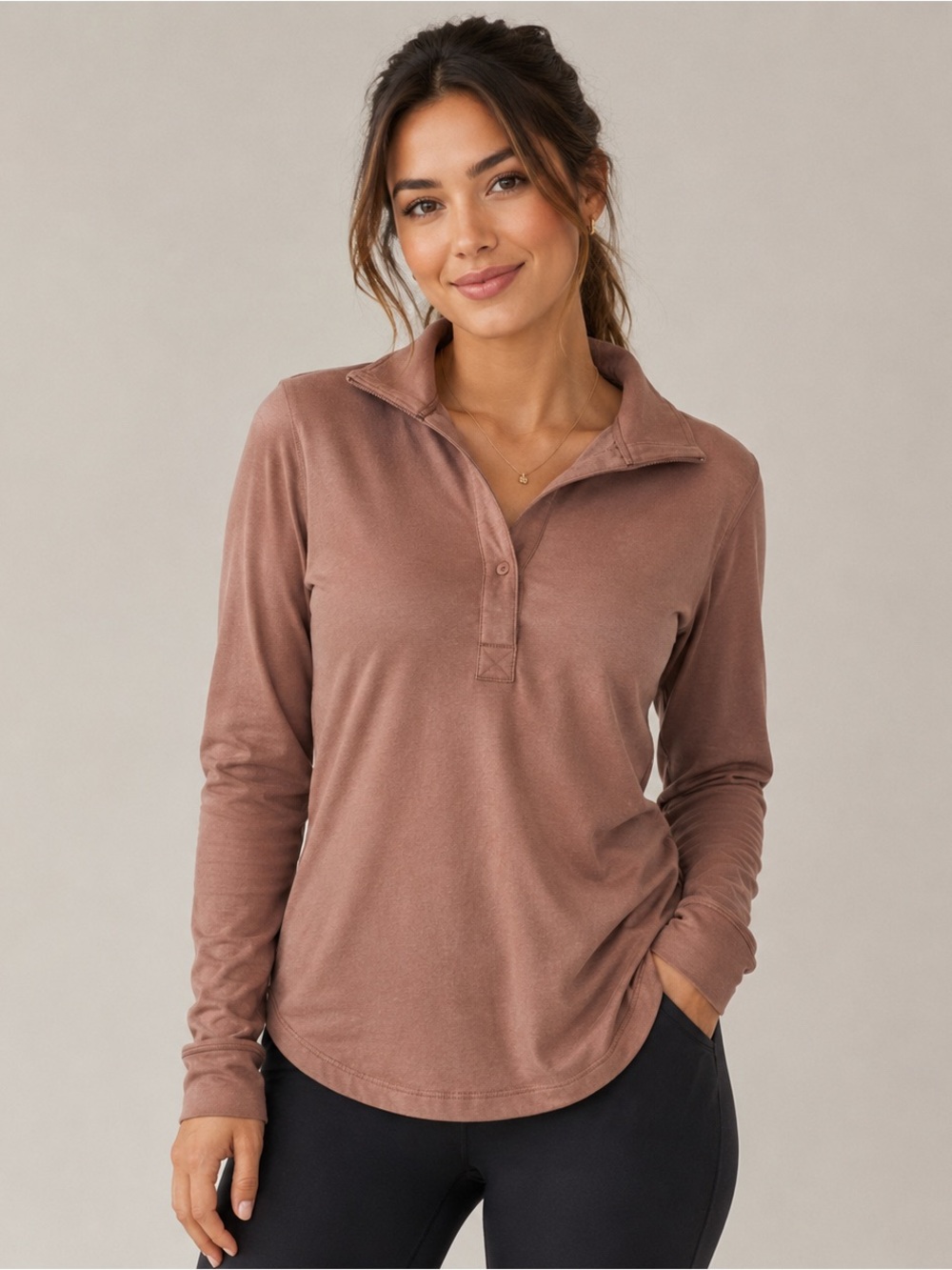 Mountain Hardwear Lavender Pull On Athletic Sweatshirt Medium Snap Closure
